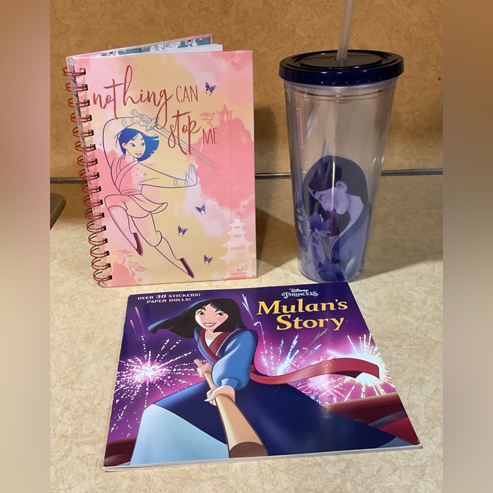 Disney: Mulan 3 piece set Mulan journey/ tall tumbler/and Mulan sticker book.